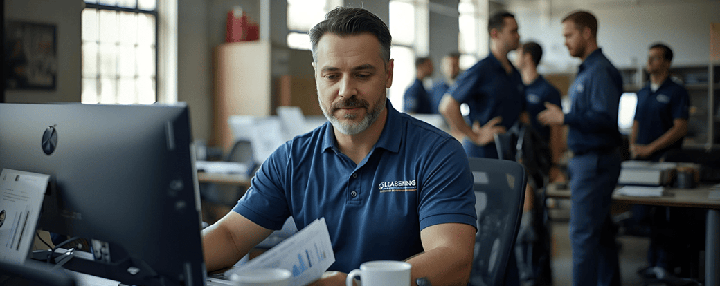 Focused technician reviewing performance data at work